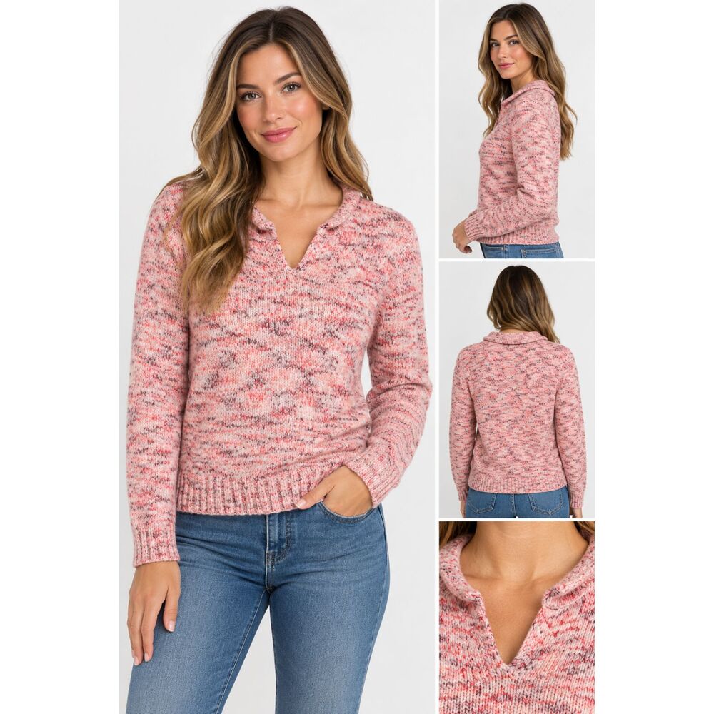 Vintage Carolyn Taylor Size M Pink Marled Knit Pullover Sweater 100% Acrylic #23